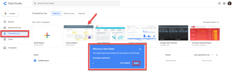 quick tour data studio