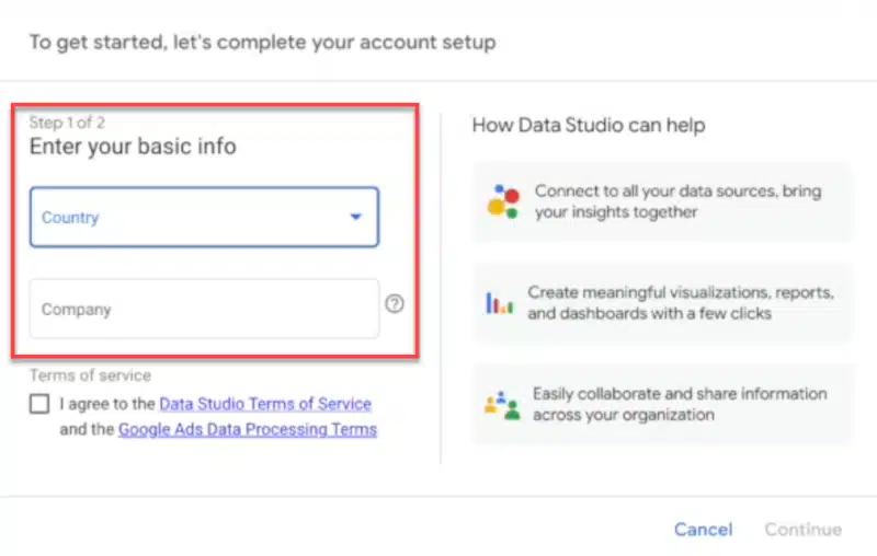 Setup Google Data Studio