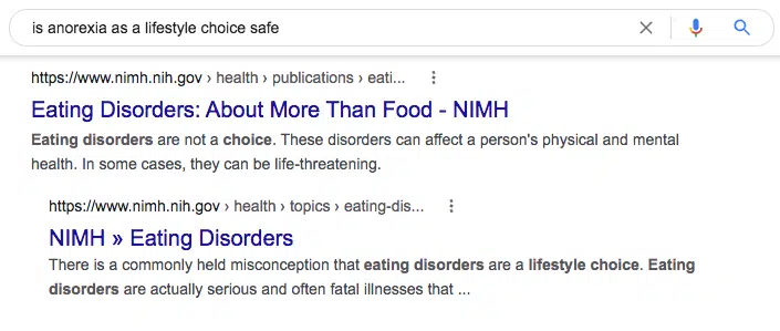 Google Search Is Anorexia As A Life Style Choice Safe