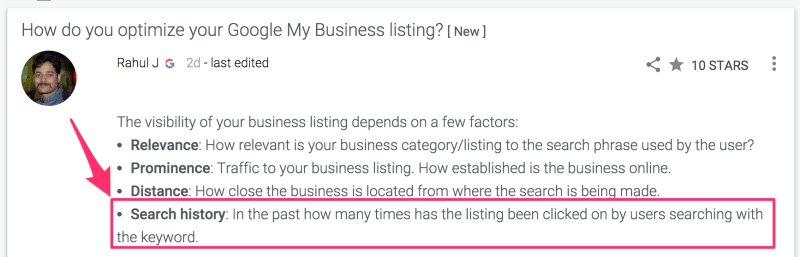 Google My Business help forum answer.