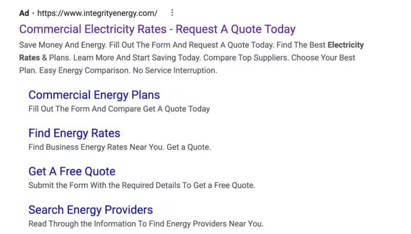 Google Ads results for 