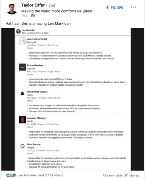 Len Markidan LinkedIn 工作经验 485x600