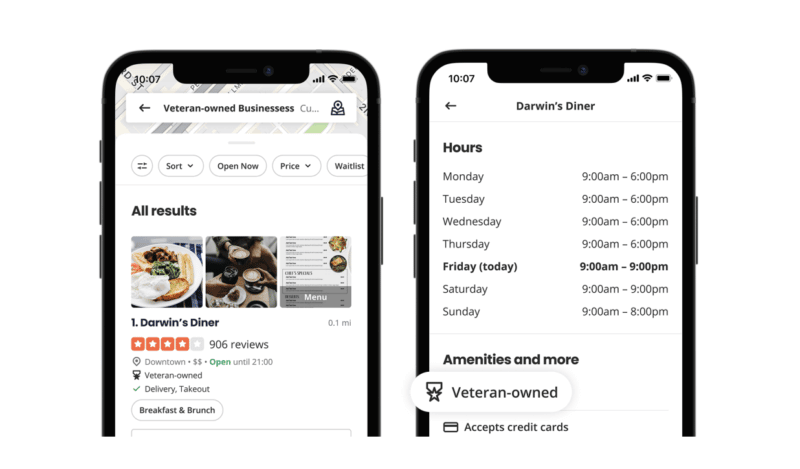 Yelp создал новый атрибут Business Fund и Resource Hub для ветеранов.
