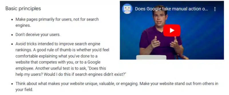 Basic principles of SEO from Google