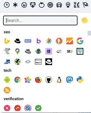 Example of SEO / tech-related emojis on SEO.chat