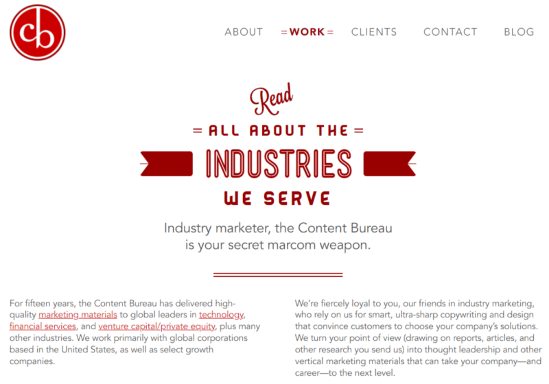 content marketing agency who we serve page