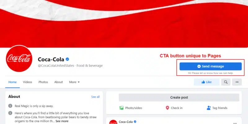 Coca-Cola Facebook page