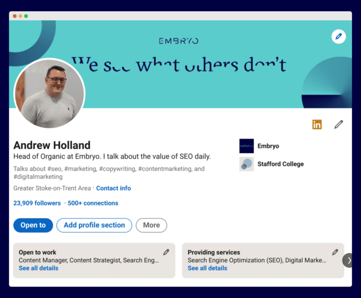 Andrew Holland - LinkedIn profile