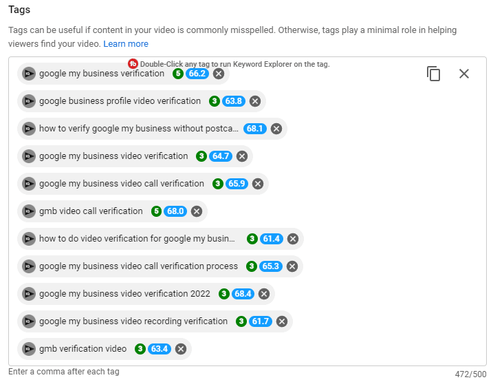 YouTube Video Tags