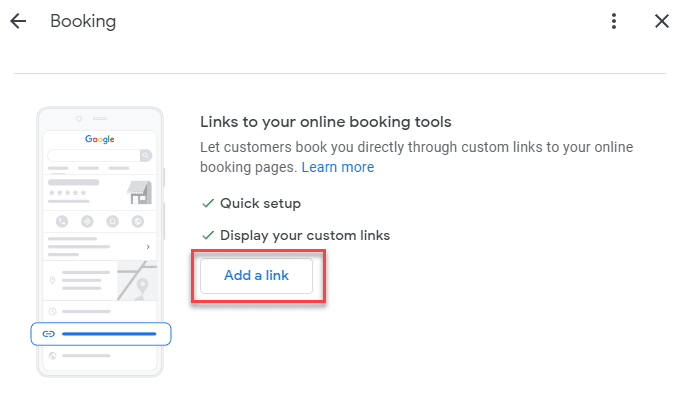 Booking - Add a link