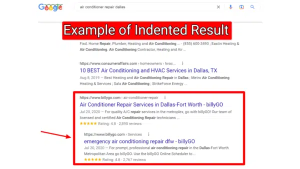 Indented-search-results