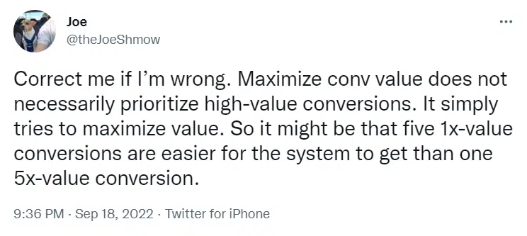 Maximize conv value tweet