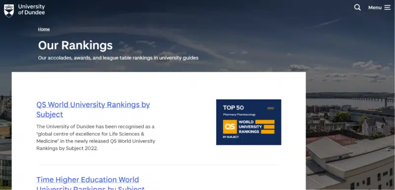 University of Dundee Awards Page