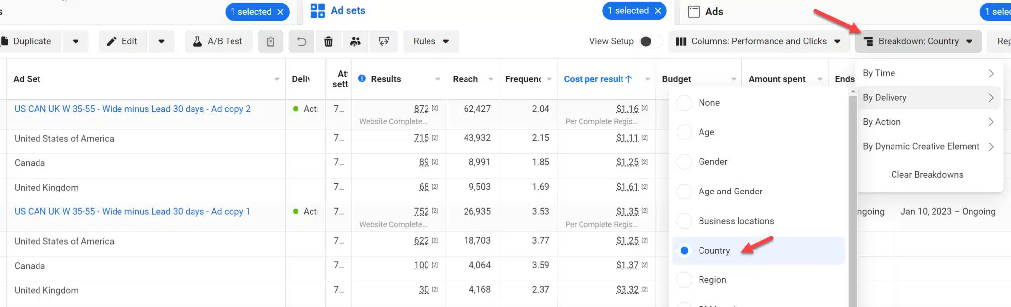 Facebook Breakdown reports