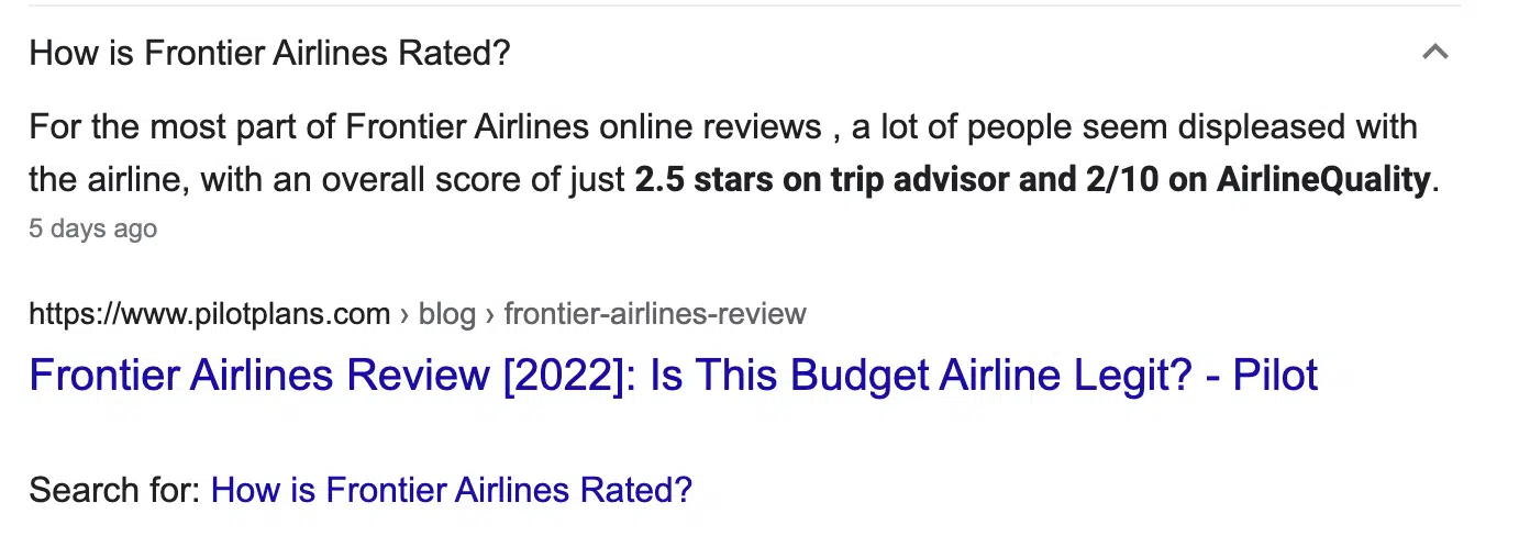 PAA - How is Frontier Airlines rated