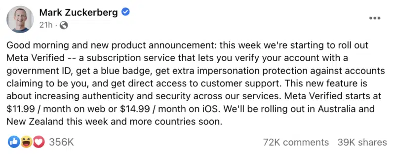 Facebook-parent Meta rolls out verified account service in India