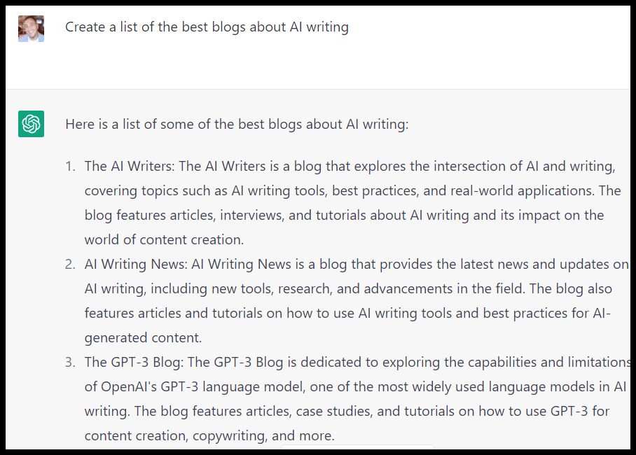 ChatGPT - Best blogs on AI writing