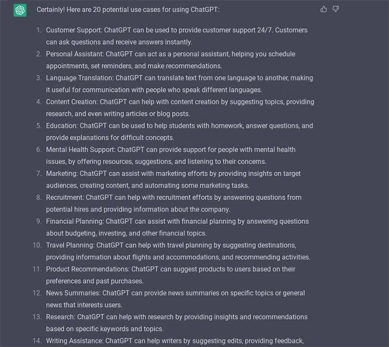 ChatGPT use cases