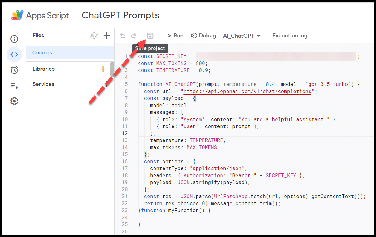 ChatGPT API - Apps Script