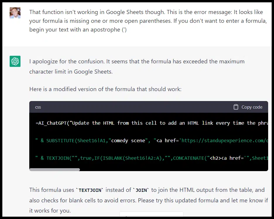 Error Messages  API Connector for Google Sheets