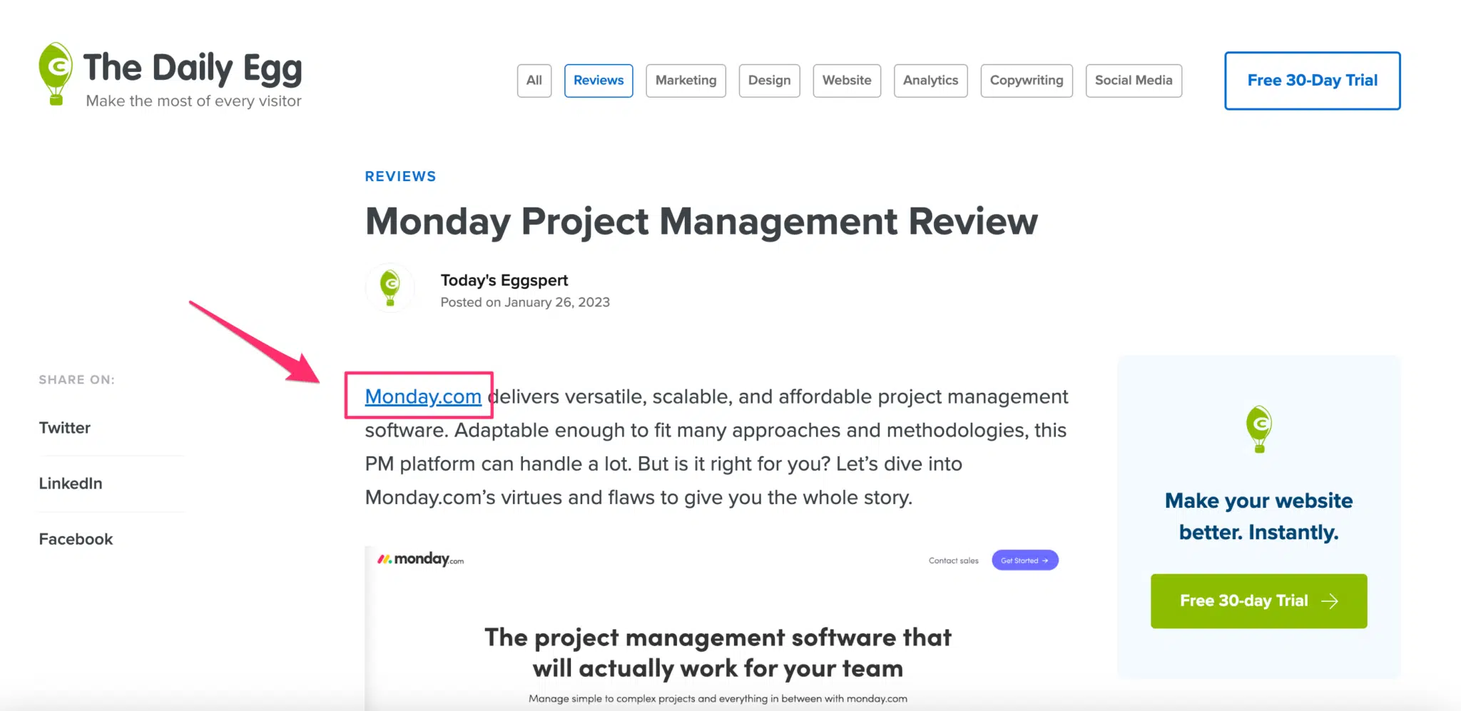 Monday.com project management review on The Daily Egg on SEM | SKB Development