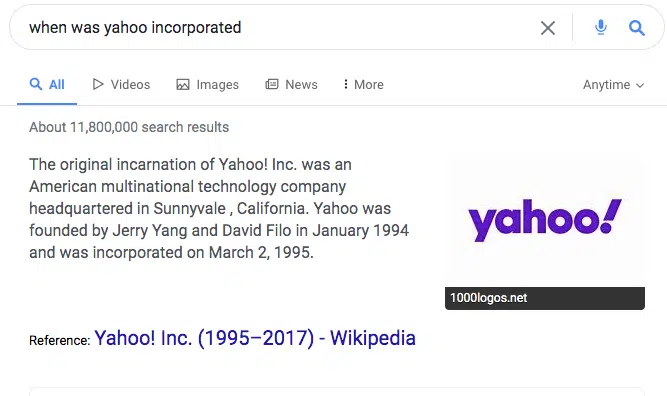 When Was Yahoo Incorporated