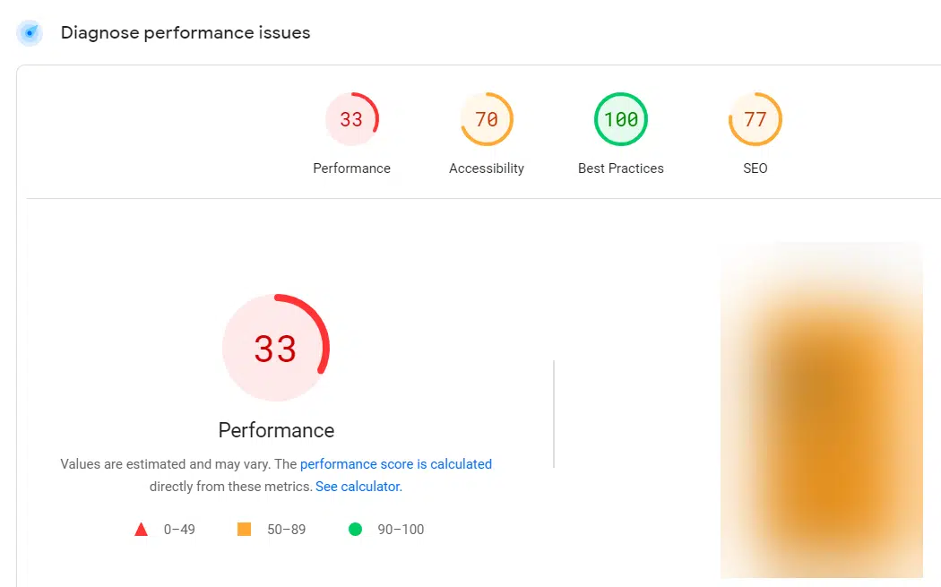 Google PageSpeed insights