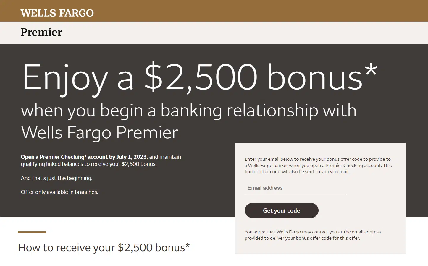 Wells Fargo landing page