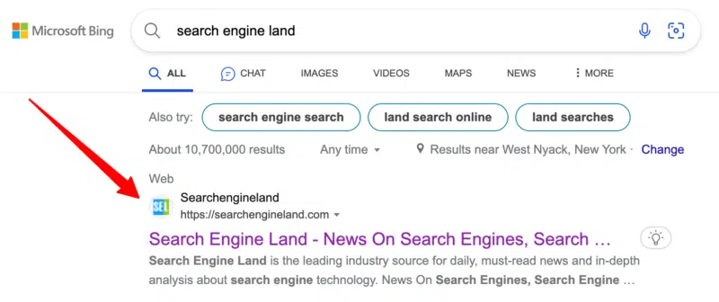 Bing search results gain site name and favicons