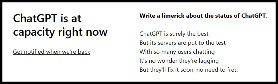 "ChatGPT is at capacity" message
