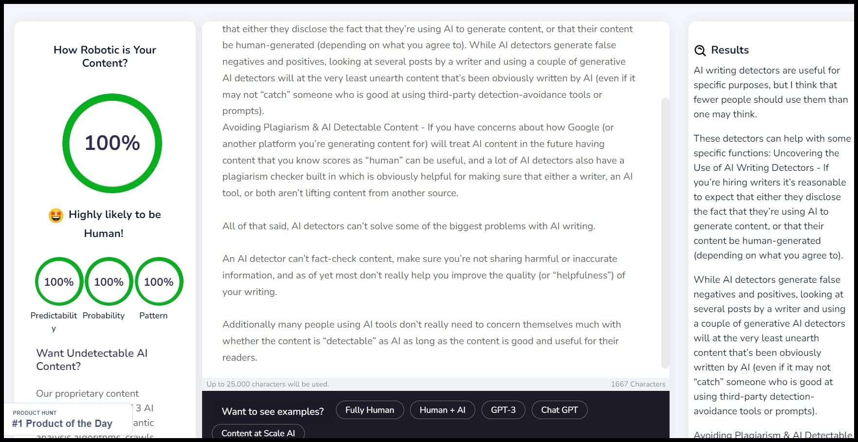 Content at Scale's AI Detector