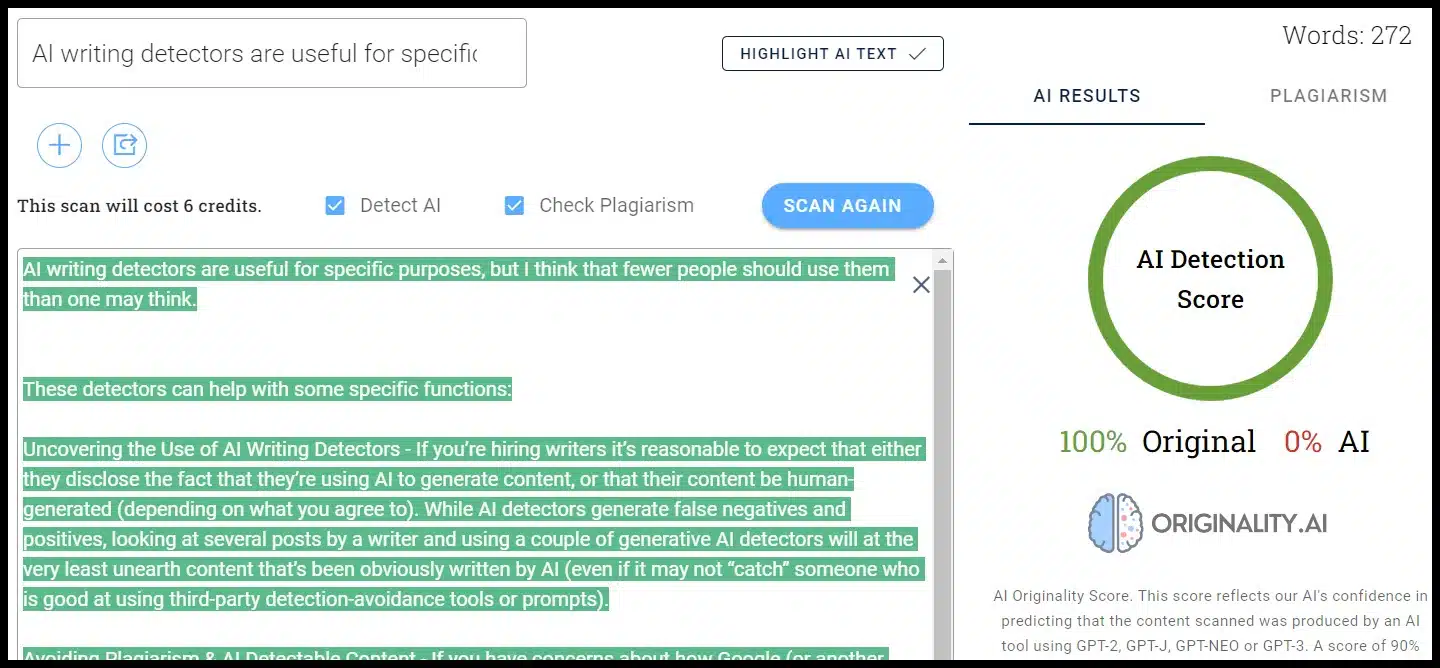 Draft & Goal AI Content Detector Review –