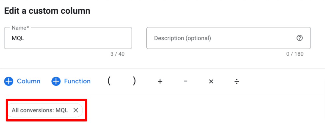 Custom columns example