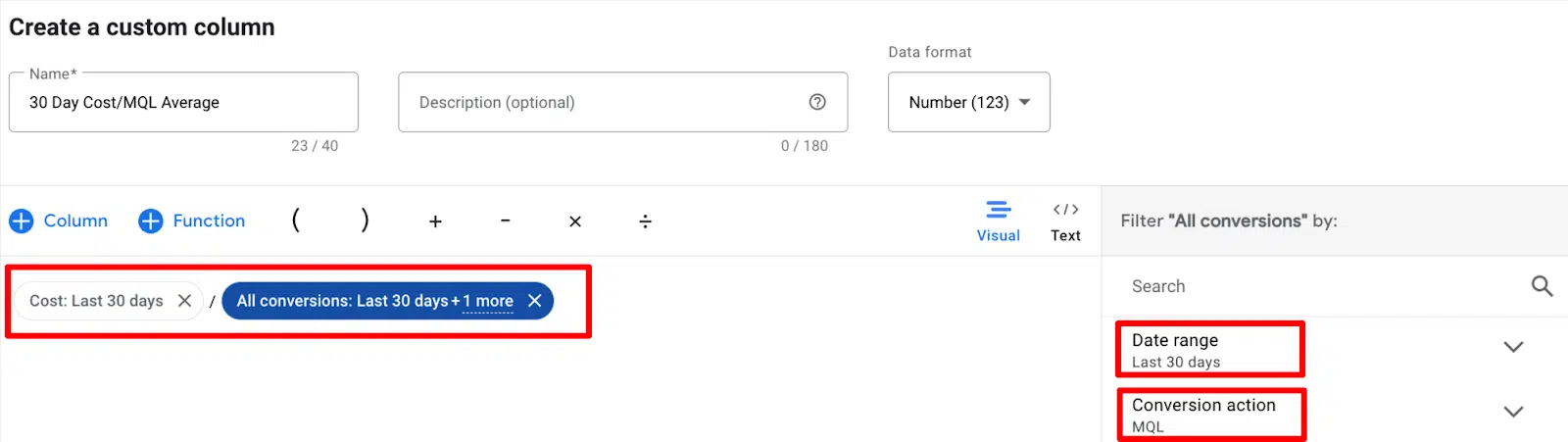 Use case 2: Average conversion costs for specific time periods