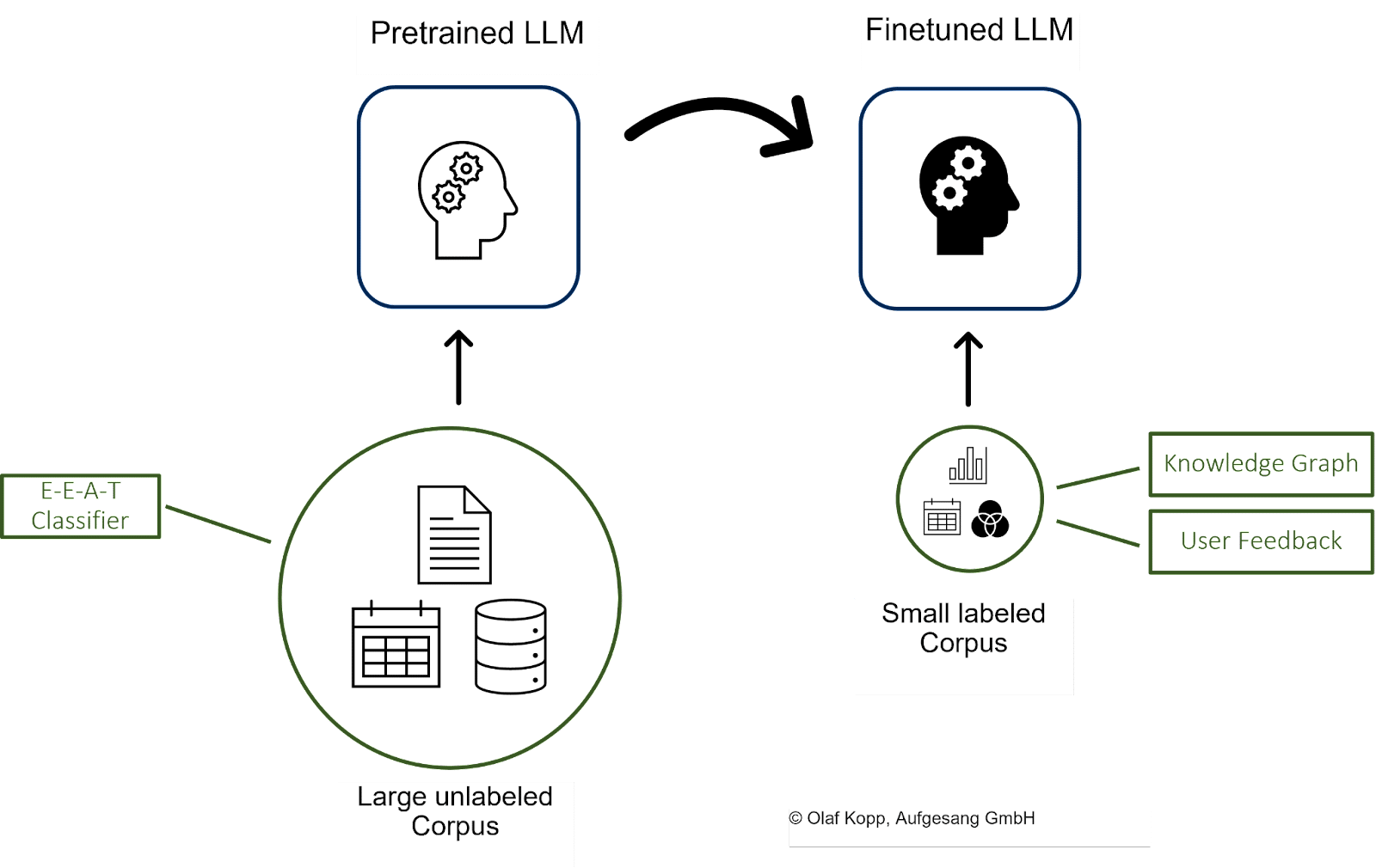 Pretrained and finetuned LLM