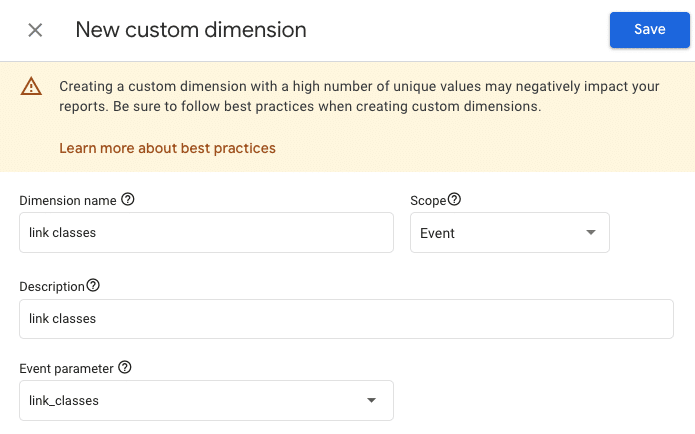 New custom dimension