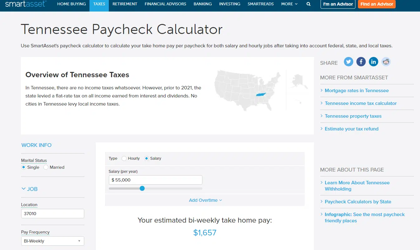 SmartAsset - Salary Calculator