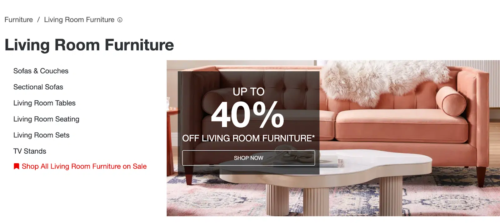 Living Room Product Category Page