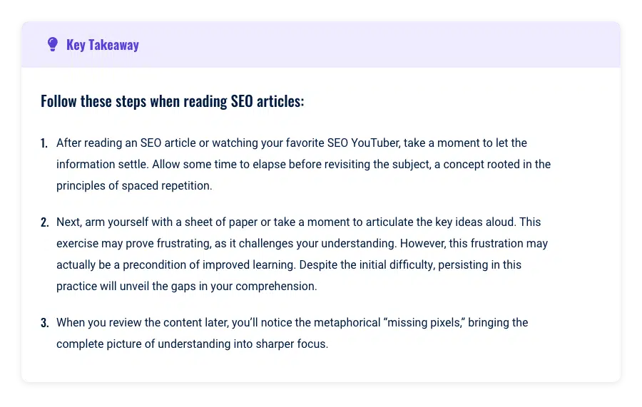 Steps for reading an SEO article