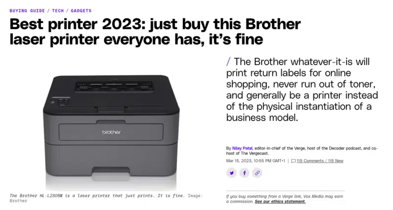 The Verge - Printer article