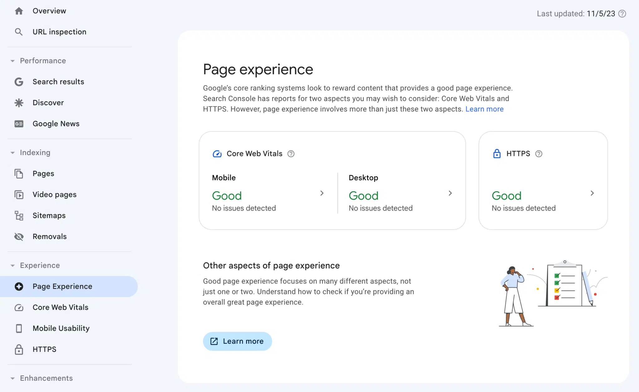 Diseño de Search Console de experiencia de página de Google 1699445343