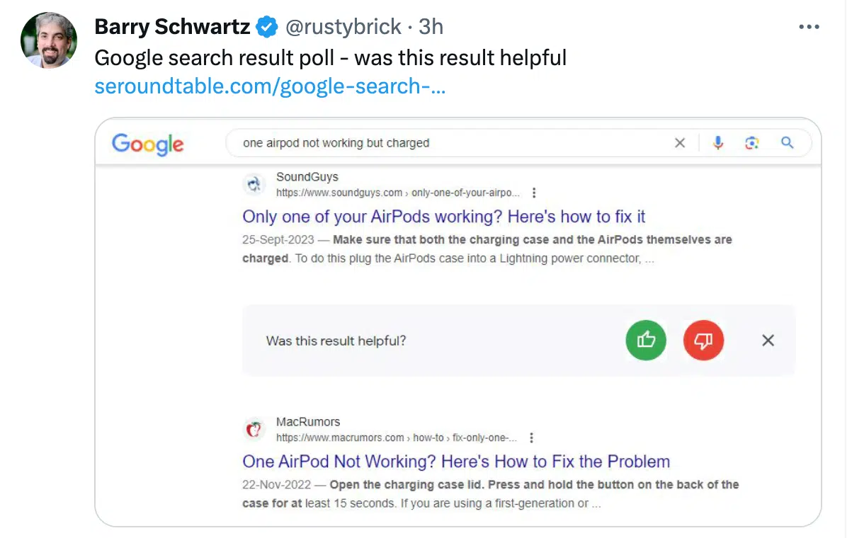 rustybrick on X - Google search result poll