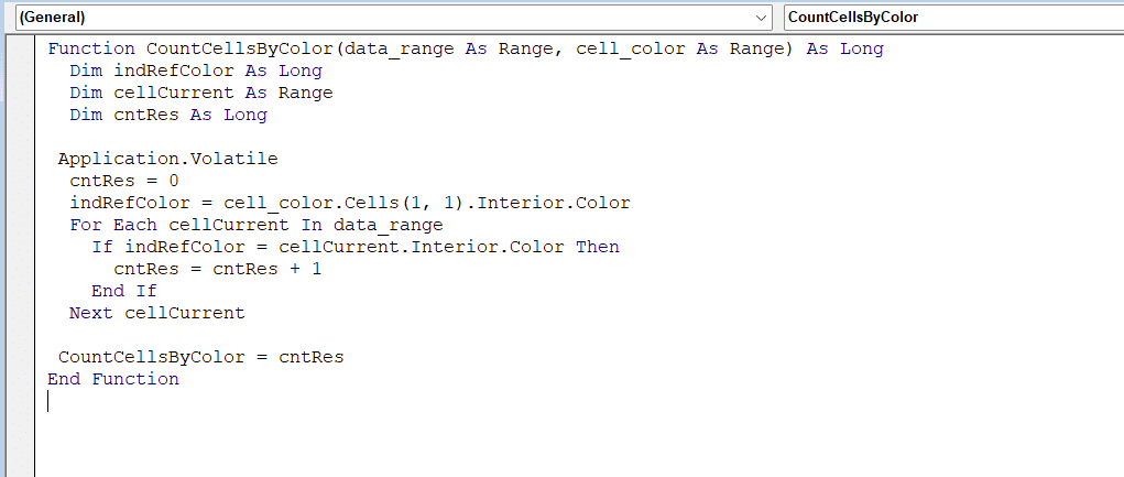 Counting cells by color in Excel