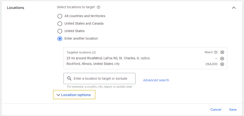 Google Ads - Location targeting