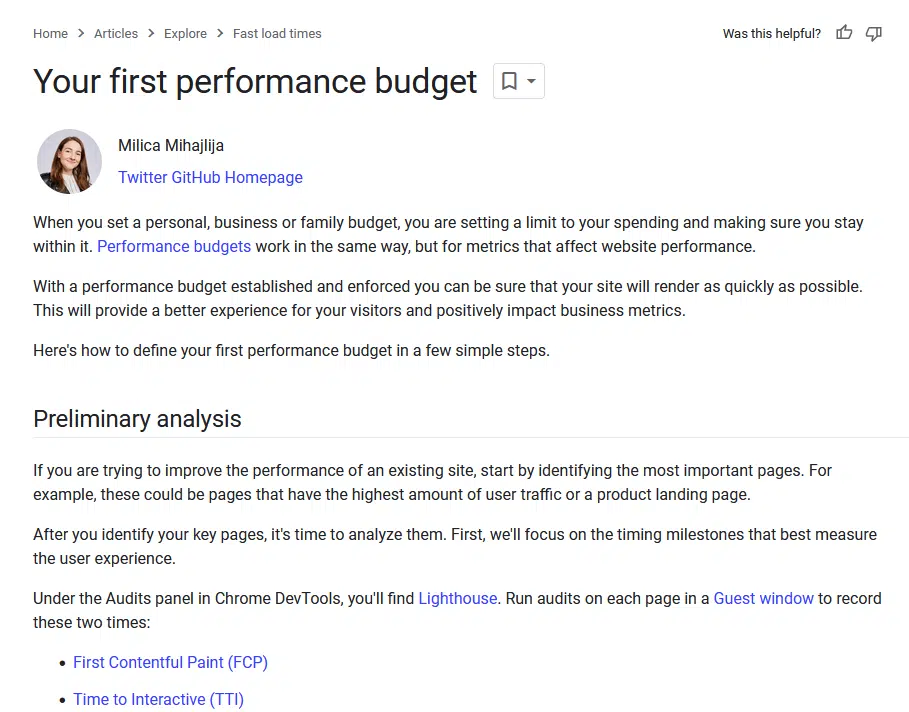 Your first performance budget