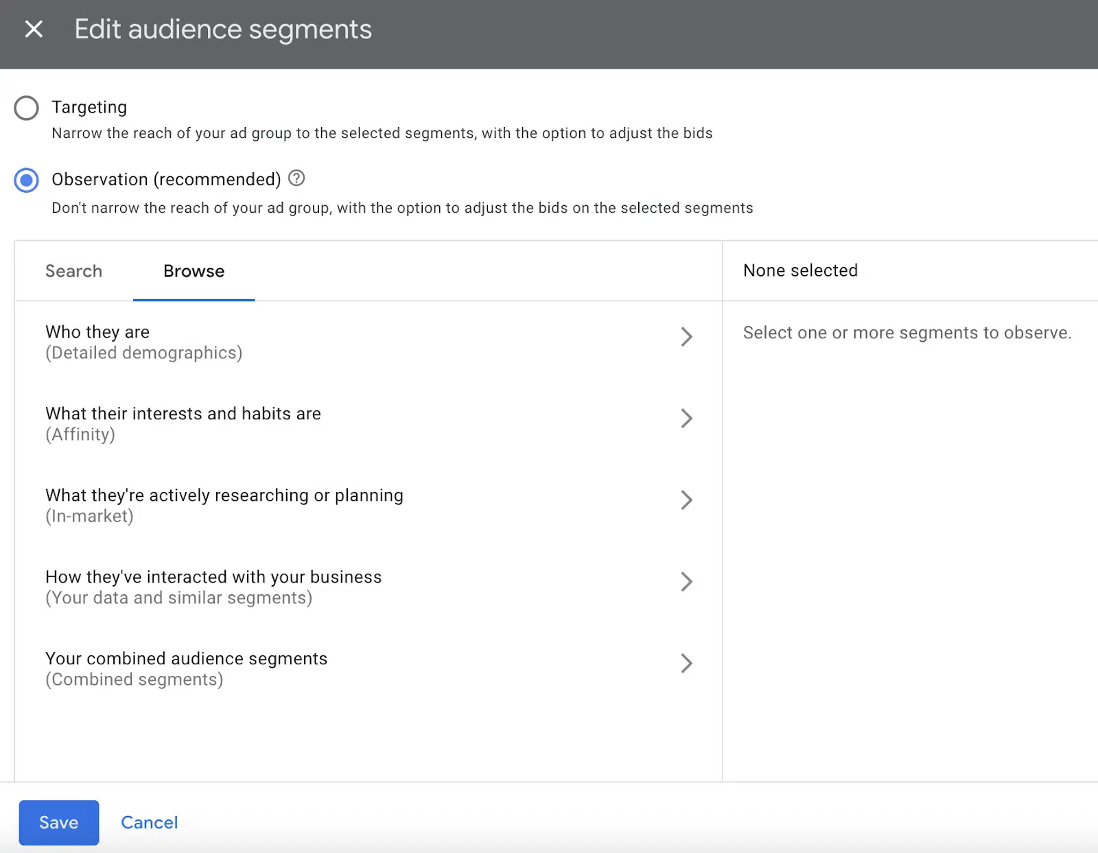 Audience segments