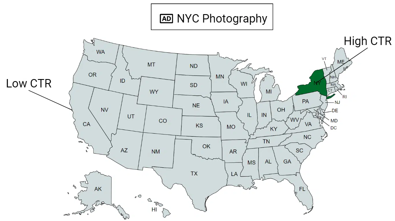 Expanded location targeting example