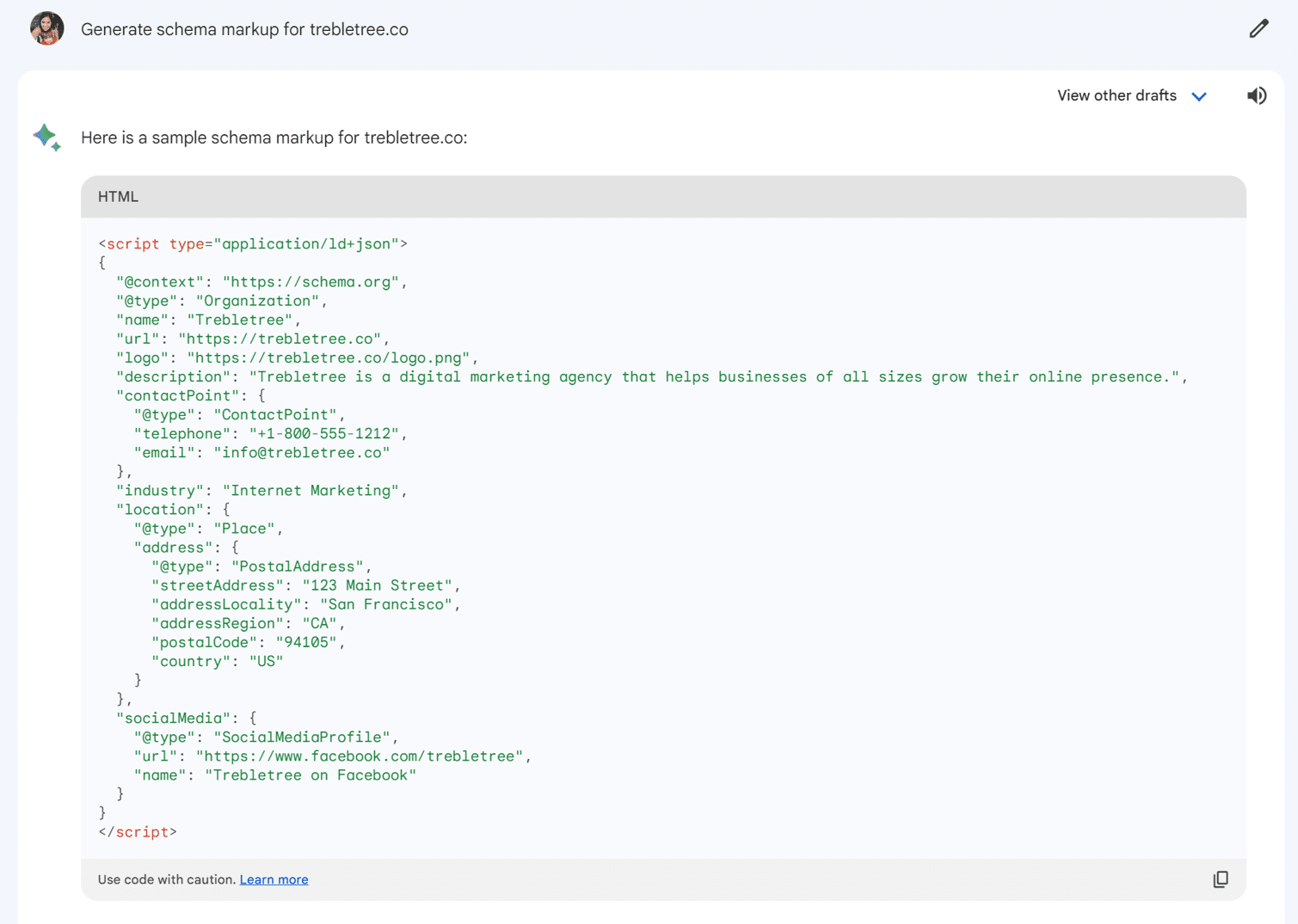 Schema using Bard