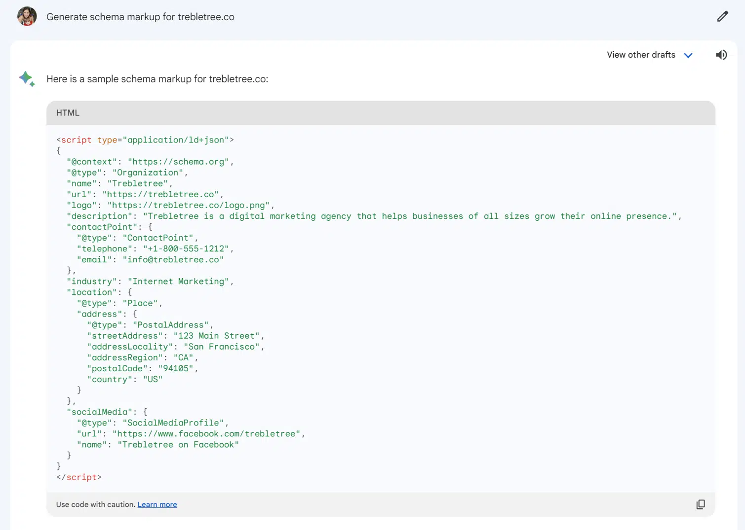 Schema using Bard