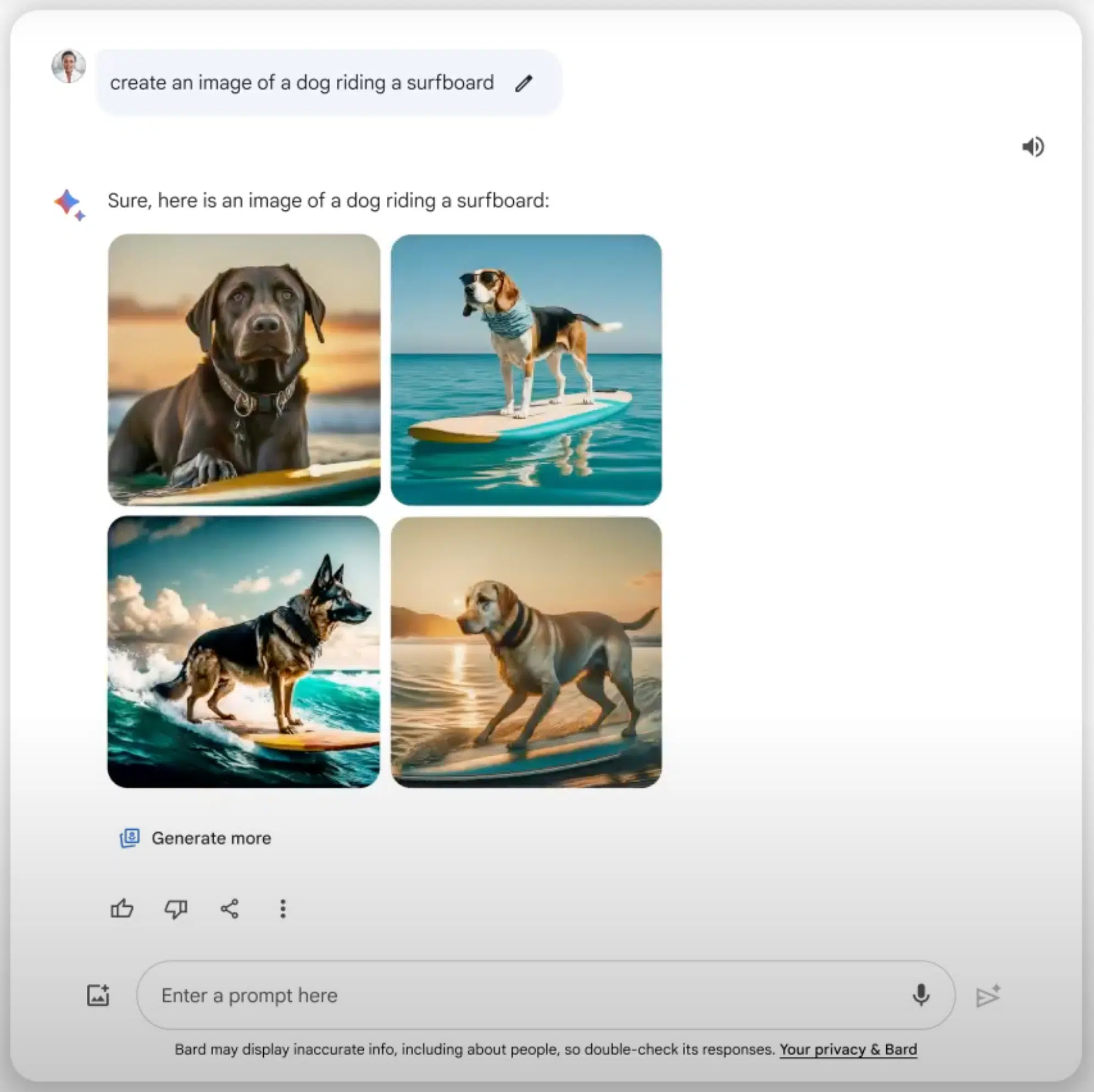 Dog Riding Surfboard Google Bard